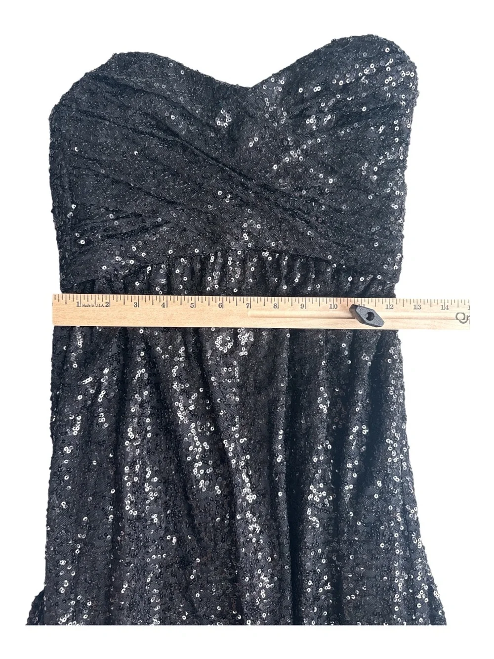 Amsale Formal Gown Black Sequins Strapless Dress